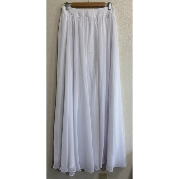 NWT Bridess Women’s Size 8 Long White Maxi Skirt Bridal Wedding Ceremony Chiffon - Picture 1 of 6